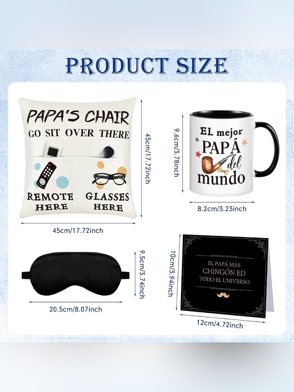Papa 5‑Piece Gift Set – Pillow Cover, Blanket, Mug, Sleep Mask & Card | New